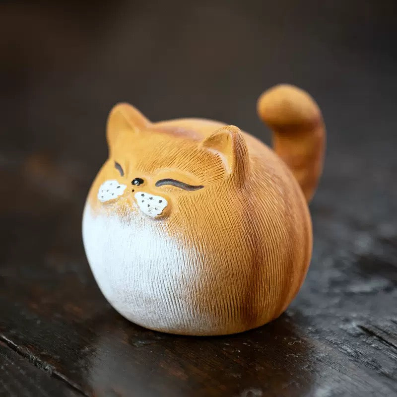 Chubby Orange Cat tea pet